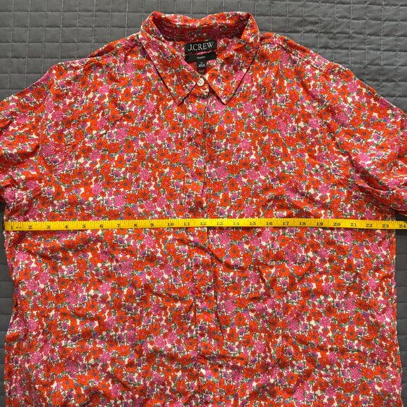 J. CREW Classic-fit Drapey Cupro Shirt in Pink Floral - size 16 - Picture 8 of 10